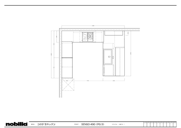 Ｌ型キッチン図面１